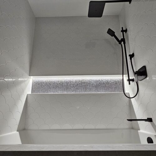 Bath-Shower renovation with custom niche LED lighting