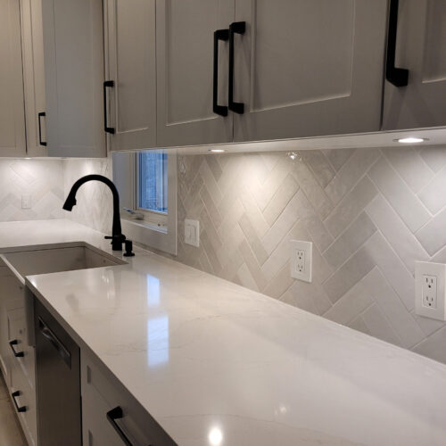 Kitchen counters with under cabinet lighting