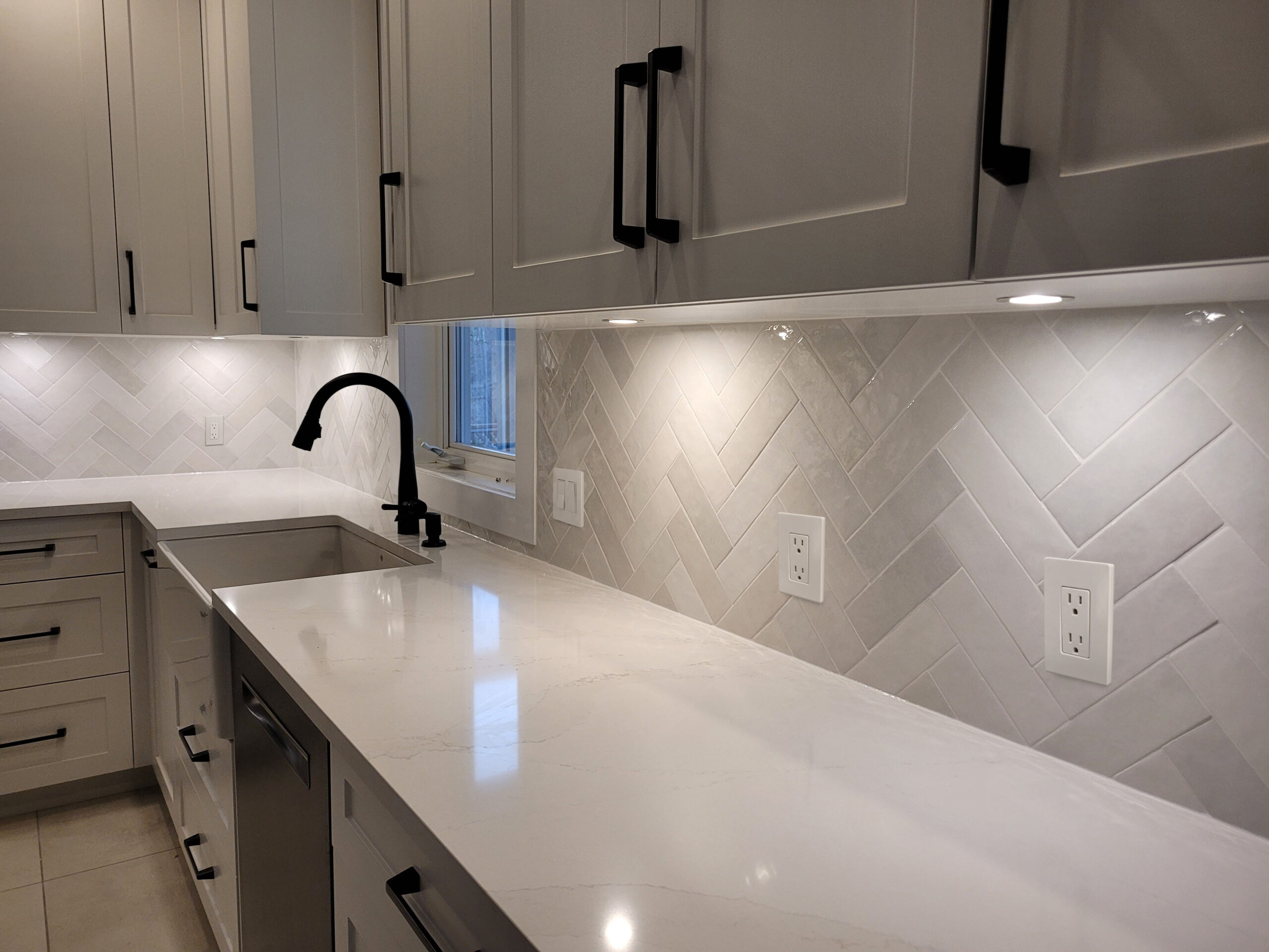 Kitchen counters with under cabinet lighting